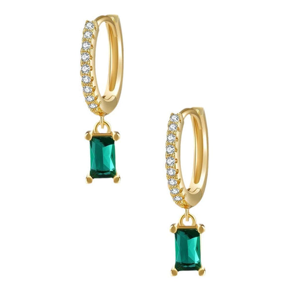 Brass Goldplated Geometric Zircon Earrings