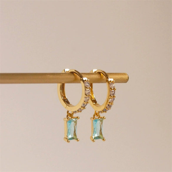 Brass Goldplated Geometric Zircon Earrings