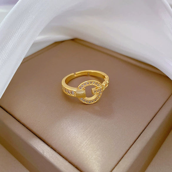 Brass Gshaped Crown Ring With Electroplating For Women