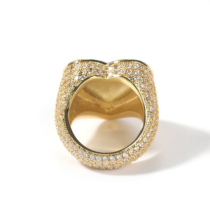 Brass Inlay Heart Shape Zircon Rings