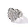 Brass Inlay Heart Shape Zircon Rings