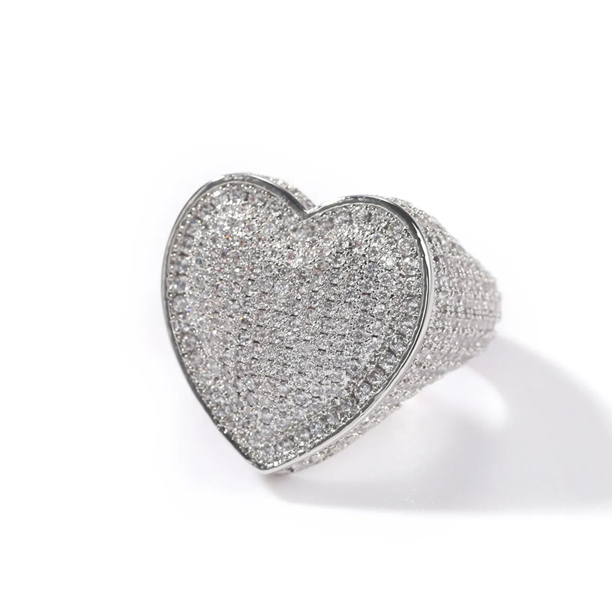 Brass Inlay Heart Shape Zircon Rings