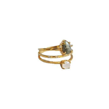 Brass Inlay Solid Color Natural Stone Rings