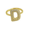 Brass Irregular Plating Letter Zircon Adjustable Ring