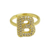 Brass Irregular Plating Letter Zircon Adjustable Ring