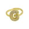 Brass Irregular Plating Letter Zircon Adjustable Ring