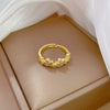 Brass Leaf Zircon Ring With The Crown Pattern Electroplated Adjustable Cartoon Style For Women