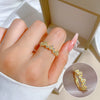 Brass Leaf Zircon Ring With The Crown Pattern Electroplated Adjustable Cartoon Style For Women