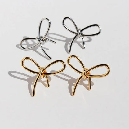 Brass Plating Bowknot Bow Knot Ear Studs