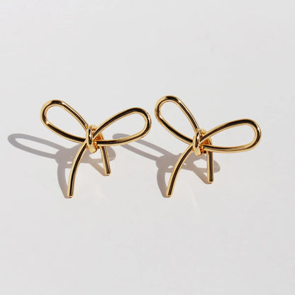 Brass Plating Bowknot Bow Knot Ear Studs