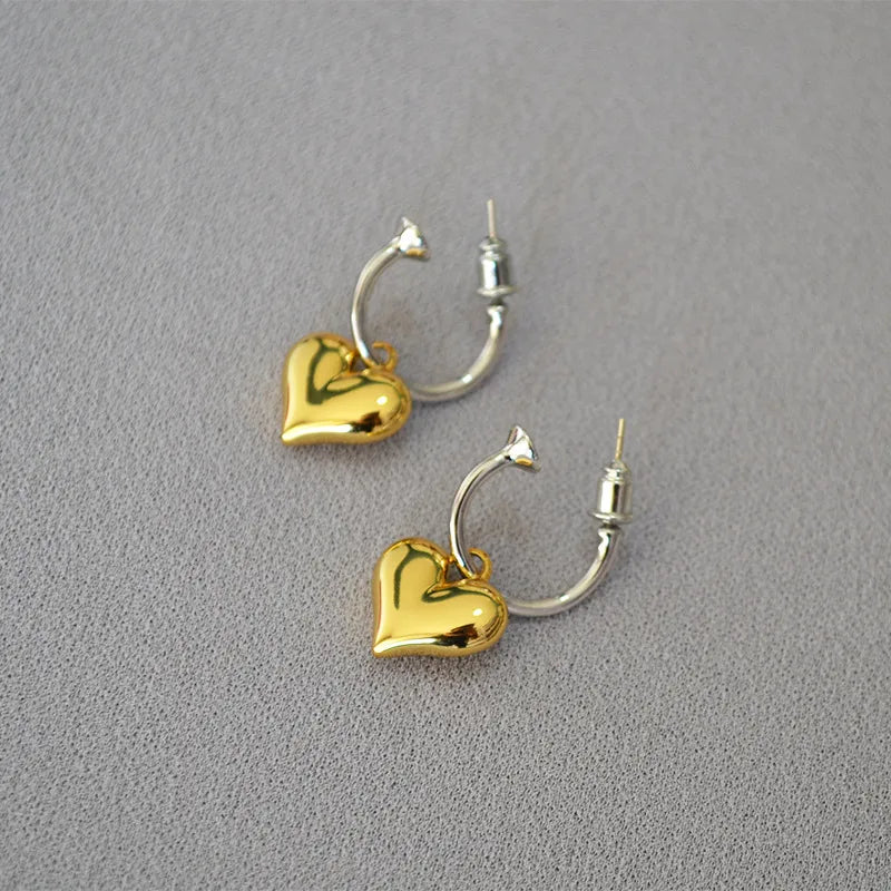 Brass Plating Heart Shape Drop Earrings