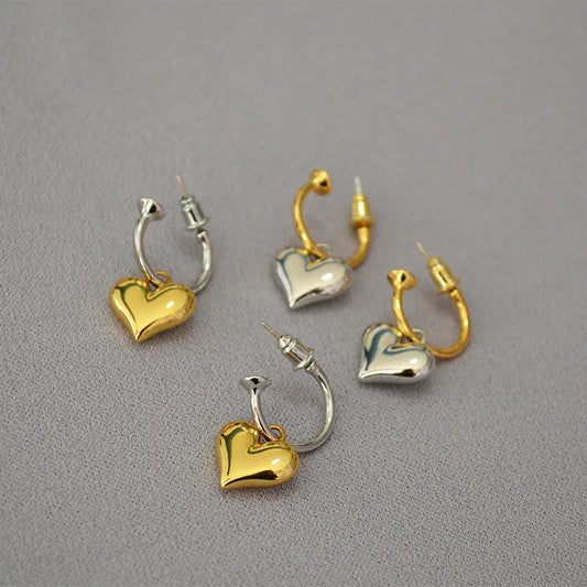 Brass Plating Heart Shape Drop Earrings