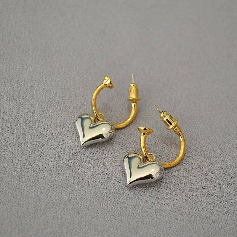 Brass Plating Heart Shape Drop Earrings