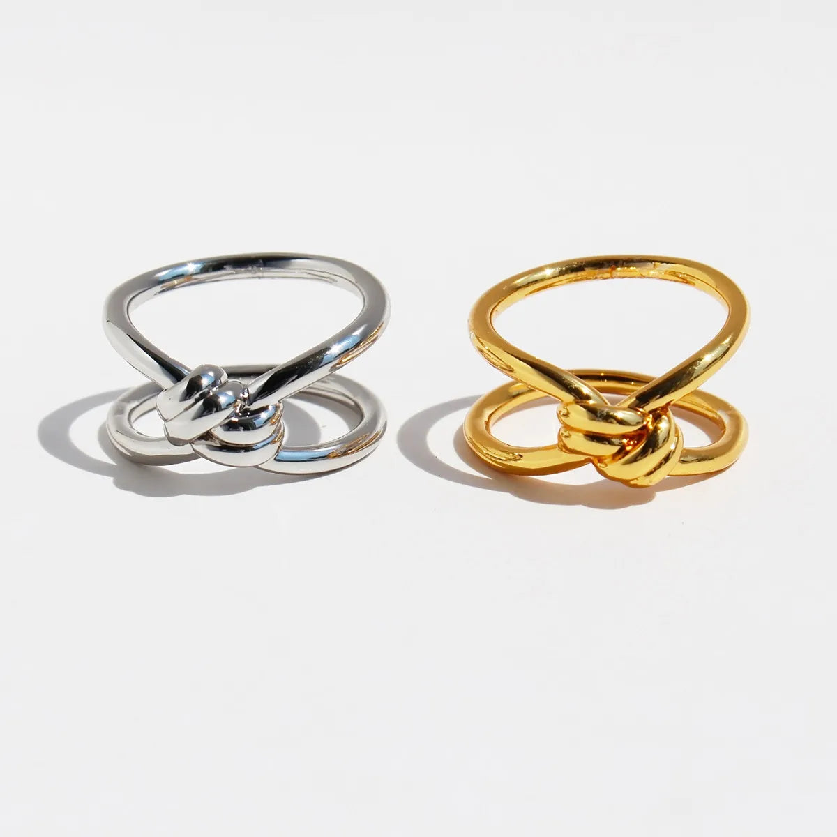 Brass Simple Style Classic Style Irregular Plating Knot Solid Color Rings