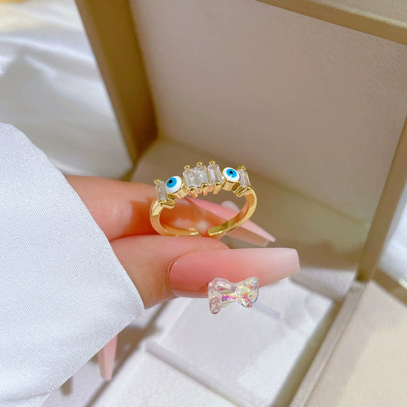 Brass The Crown Style Microinlaid Real Gold Plated Women's Fashion Ring