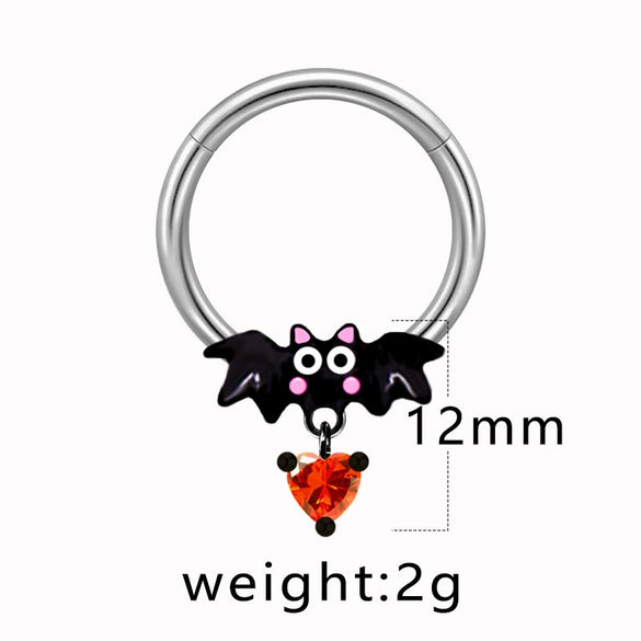 Breast Ring Jewelry Stainless Steel Alloy Inlaid Artificial Gem Semiprecious Stone Animal Zodiac Electroplating