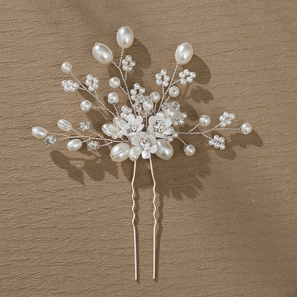 Bridal And Kids' Handmade Pearl Rhinestone Flower Hairpin Jewelry Accessories