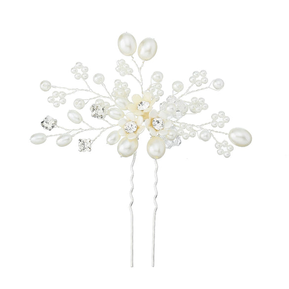 Bridal And Kids' Handmade Pearl Rhinestone Flower Hairpin Jewelry Accessories