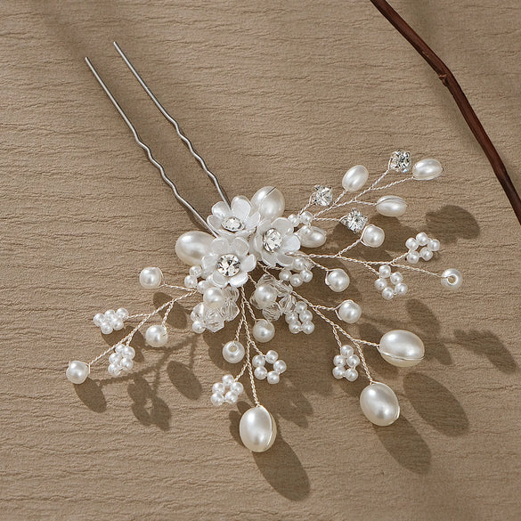 Bridal And Kids' Handmade Pearl Rhinestone Flower Hairpin Jewelry Accessories