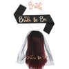 Bridal Crown Headband Shoulder Strap Veil Set Rose Gold Black 3Piece