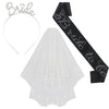 Bridal Crown Headband Shoulder Strap Veil Set Rose Gold Material