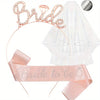 Bridal Crown Headband Shoulder Strap Veil Set Rose Gold Material