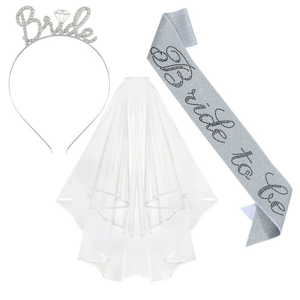 Bridal Crown Headband Shoulder Strap Veil Set Rose Gold Material