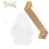 Bridal Crown Headband Shoulder Strap Veil Set Rose Gold Material