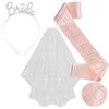 Bridal Crown Headband Shoulder Strap Veil Set Rose Gold Material