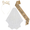 Bridal Crown Headband Shoulder Strap Veil Set Rose Gold Material