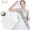 Bridal Crown Headband Shoulder Strap Veil Set Rose Gold Material