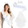 Bridal Crown Headband Shoulder Strap Veil Set Rose Gold Material