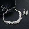 Bridal Crystal Rhinestone Earrings And Necklace Set Handmade Geometric Wedding Jewelry For Women