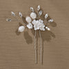 Bridal Flower Hairpin Handmade Ceramic And Rhinestone Hair Accessory U Shaped Hair Clip