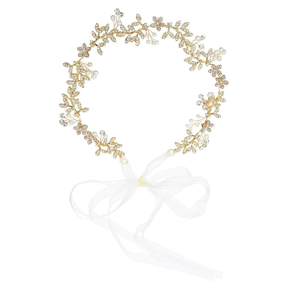 Bridal Hair Band Handmade Pearl Alloy Flower Headband For Women