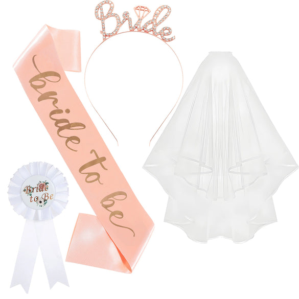 Bridal Hairband Shoulder Strap Veil Badge Suit Satin Alloy Handmade For Wedding