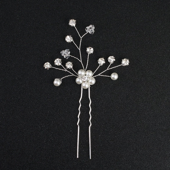 Bridal Hairpin Handmade Pearl Rhinestone U Shaped Hair Accessories