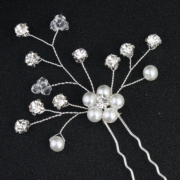Bridal Hairpin Handmade Pearl Rhinestone U Shaped Hair Accessories