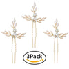 Bridal Hairpin Set With Rhinestone Pearl Leaf U Shaped Hairpin Handmade Hair Accessories