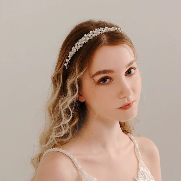 Bridal Headband Alloy Pearl Rhinestone Handmade Women's Accessories