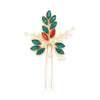 Bridal Headdress Handmade Pearl Ushaped Hairpin With Rhinestone And Leaf Pattern