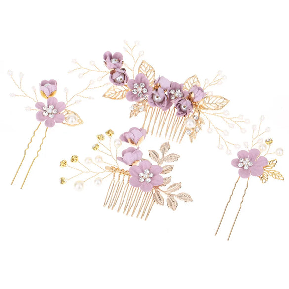 Bridal Headwear New Forest Blue Flower Hair Comb Knot Wedding Accessories