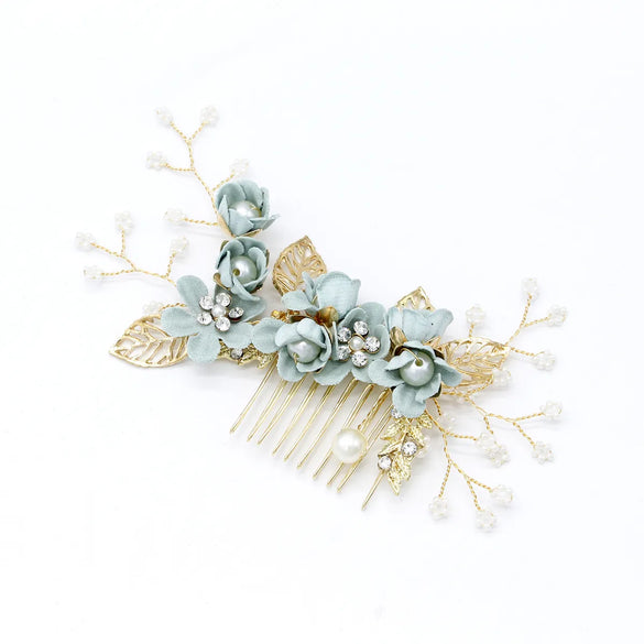 Bridal Headwear New Forest Blue Flower Hair Comb Knot Wedding Accessories