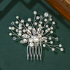 Bridal Jewelry Handmade Hair Comb Pearl Rhinestone Handwoven Flowers Style