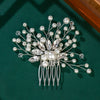 Bridal Jewelry Handmade Hair Comb Pearl Rhinestone Handwoven Flowers Style