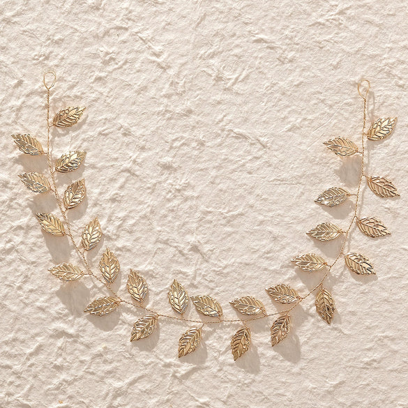Bridal Jewelry Metal Hair Band Handmade Golden Leaf Plaid Headband For Women