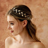 Bridal Jewelry Metal Hair Band Handmade Golden Leaf Plaid Headband For Women