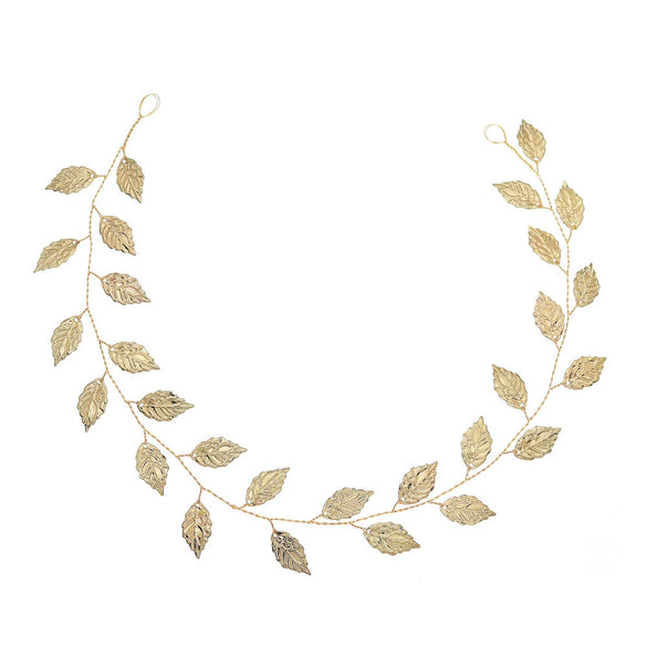Bridal Jewelry Metal Hair Band Handmade Golden Leaf Plaid Headband For Women
