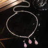 Bridal Jewelry Necklace Earrings Set Rhinestone Diamond Stars Sun And Moon Clouds Cosmic Pattern