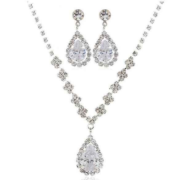 Bridal Jewelry Necklace Earrings Set Rhinestone Diamond Stars Sun And Moon Clouds Cosmic Pattern